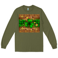 Army Green St. Patrick's Day shamrock leopard Long Sleeve Tee - Neo Western