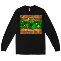 Black St. Patrick's Day shamrock leopard Long Sleeve Tee - Neo Western