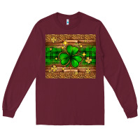 Burgundy St. Patrick's Day shamrock leopard Long Sleeve Tee - Neo Western