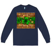 Navy St. Patrick's Day shamrock leopard Long Sleeve Tee - Neo Western