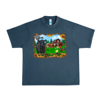 Midnight Navy western barnyard black angus cattle longhorn rooster and chicks Urban Heavy Tee - RanaPortraitStore