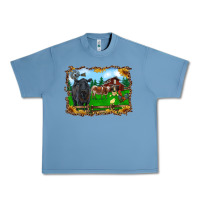 Pebble Blue western barnyard black angus cattle longhorn rooster and chicks Urban Heavy Tee - RanaPortraitStore
