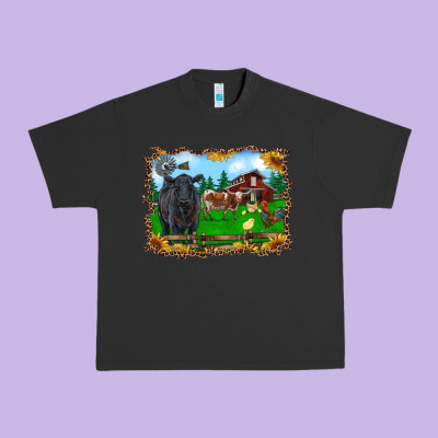 Western Barnyard Black Angus Cattle Longhorn Rooster And Chicks Urban Heavy Tee Designed By Ranaportraitstore