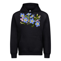 Black Forget Me Not Flower Illustrations Urban Hoodie - LillyAllenDesigns