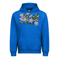 Cobalt Forget Me Not Flower Illustrations Urban Hoodie - LillyAllenDesigns