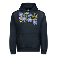 Navy Forget Me Not Flower Illustrations Urban Hoodie - LillyAllenDesigns