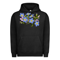 Pigment Black Forget Me Not Flower Illustrations Urban Hoodie - LillyAllenDesigns