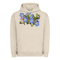 Pigment French Oak Forget Me Not Flower Illustrations Urban Hoodie - LillyAllenDesigns