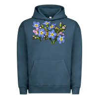 Pigment Midnight Navy Forget Me Not Flower Illustrations Urban Hoodie - LillyAllenDesigns