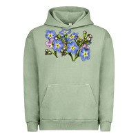 Pigment Oil Green Forget Me Not Flower Illustrations Urban Hoodie - LillyAllenDesigns