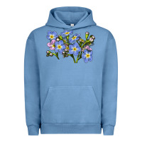 Pigment Pebble Blue Forget Me Not Flower Illustrations Urban Hoodie - LillyAllenDesigns