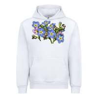 White Forget Me Not Flower Illustrations Urban Hoodie - LillyAllenDesigns