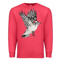 Cardinal Flying Downy Woodpecker Premium Sweatshirt - LillyAllenDesigns