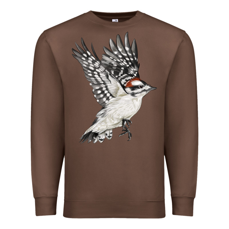 Flying Downy Woodpecker Premium Sweatshirt by LillyAllenDesigns | Teevron