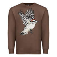 Chestnut Flying Downy Woodpecker Premium Sweatshirt - LillyAllenDesigns
