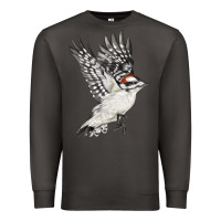 Smoke Flying Downy Woodpecker Premium Sweatshirt - LillyAllenDesigns