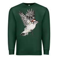 Sports Green Flying Downy Woodpecker Premium Sweatshirt - LillyAllenDesigns