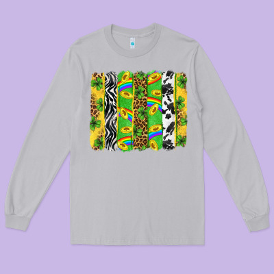 St. Patrick's Day Brushstrokes Long Sleeve Tee Designed By Neo Western