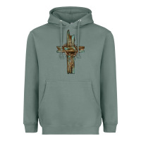 Sage cross with thorn Heavyweight Hoodie - BarkalooDesign