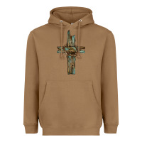 Toasted Coconut cross with thorn Heavyweight Hoodie - BarkalooDesign