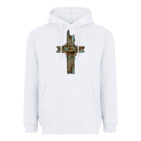 White cross with thorn Heavyweight Hoodie - BarkalooDesign