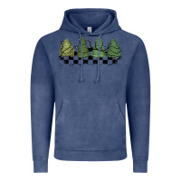 Vintage Denim christmas checkered trees Vintage Hoodie - MaliasSmallBusiness