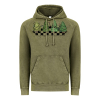 Vintage Olive christmas checkered trees Vintage Hoodie - MaliasSmallBusiness