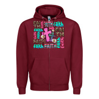 Burgundy faith with cross Zipper Hoodie - AdoDesignShop