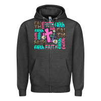 Charcoal Heather faith with cross Zipper Hoodie - AdoDesignShop