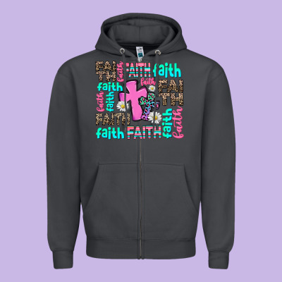 Faith With Cross Zipper Hoodie Designed By Adodesignshop