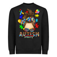 Black messy bun autism mom Heavyweight Sweatshirt - RanaPortraitStore