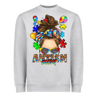 Heather Grey messy bun autism mom Heavyweight Sweatshirt - RanaPortraitStore