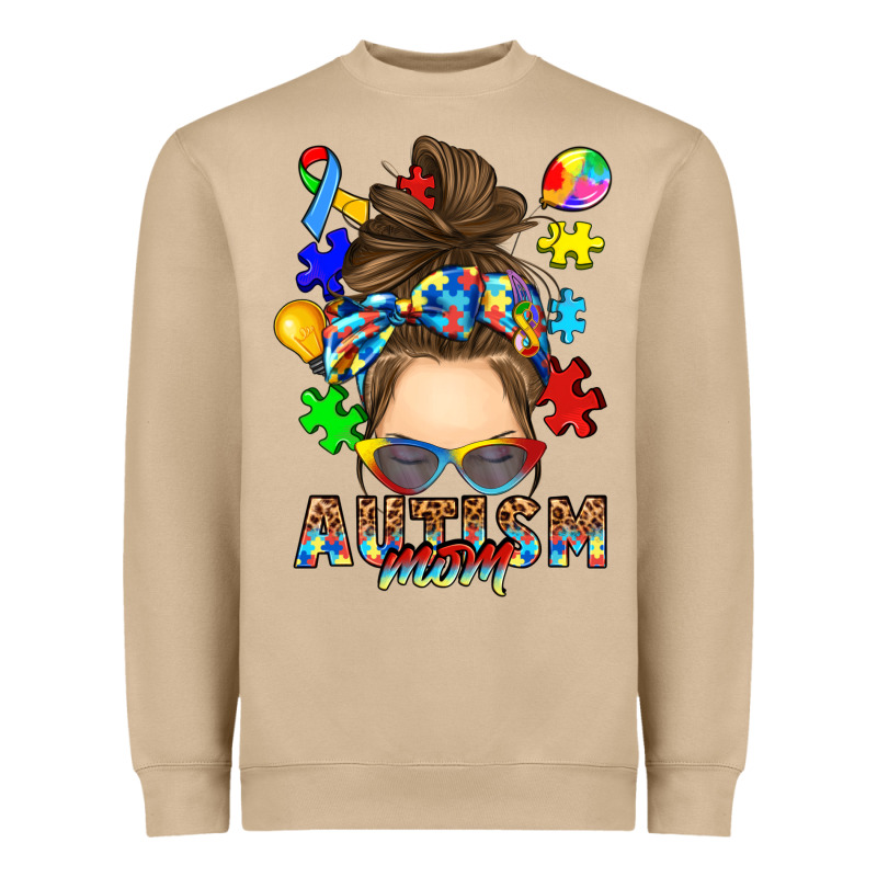 Messy Bun Autism Mom Heavyweight Sweatshirt by RanaPortraitStore | Teevron