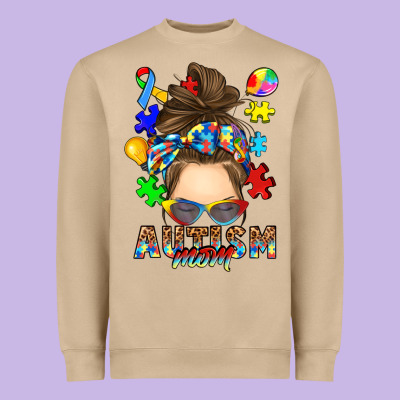 Heavyweight Sweatshirt messy bun autism mom