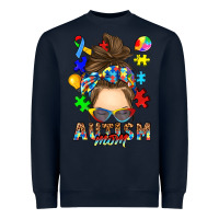 Navy messy bun autism mom Heavyweight Sweatshirt - RanaPortraitStore