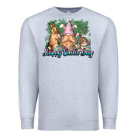 Heather Grey Gnome Bunny Happy Eater Day Premium Sweatshirt - NancyCooperArtShop
