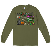Army Green spooky saurus rex Long Sleeve Tee - CowhideDigitalArt