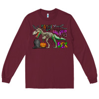 Burgundy spooky saurus rex Long Sleeve Tee - CowhideDigitalArt