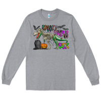 Heather Grey spooky saurus rex Long Sleeve Tee - CowhideDigitalArt
