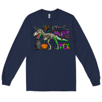 Navy spooky saurus rex Long Sleeve Tee - CowhideDigitalArt
