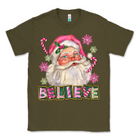 Army Green Pink Believe Santa Christmas Classic Tee - FaDigitalArtStudio