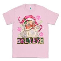 Bubblegum Pink Pink Believe Santa Christmas Classic Tee - FaDigitalArtStudio