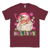 Burgundy Pink Believe Santa Christmas Classic Tee - FaDigitalArtStudio