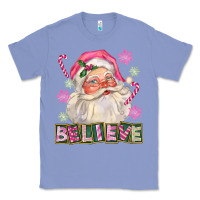 Colony Blue Pink Believe Santa Christmas Classic Tee - FaDigitalArtStudio