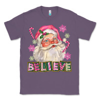 Lavender Pink Believe Santa Christmas Classic Tee - FaDigitalArtStudio