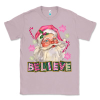 Lilac Pink Believe Santa Christmas Classic Tee - FaDigitalArtStudio