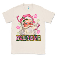 Natural Pink Believe Santa Christmas Classic Tee - FaDigitalArtStudio