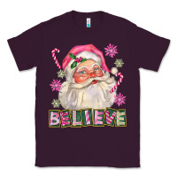 Plum Pink Believe Santa Christmas Classic Tee - FaDigitalArtStudio