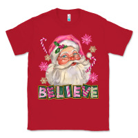 Red Pink Believe Santa Christmas Classic Tee - FaDigitalArtStudio