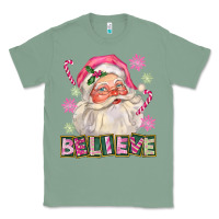 Sage Pink Believe Santa Christmas Classic Tee - FaDigitalArtStudio